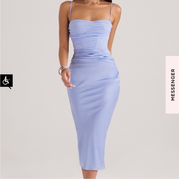 House of CB TEIA - SKY DRAPED CORSET MIDI DRESS size large plus (10-12) NWT - Picture 1 of 16